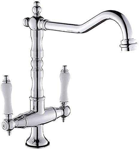 Robinet d'évier de cuisine classique en laiton bronze traditionnel à double poignée pour salle de bain, construction en laiton massif, robinet de style vintage, option de couleur cromo.