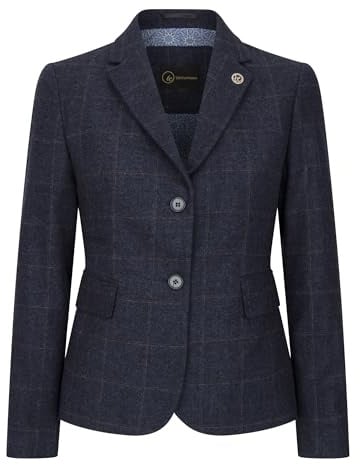 Infinity Leather Women's Tailored Fit Tweed Blazer in Herringbone Check