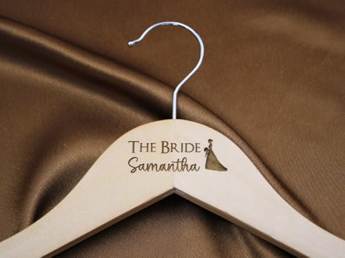 Holz-Kleiderbügel, personalisierbar, mit Gravur Bride in Dress