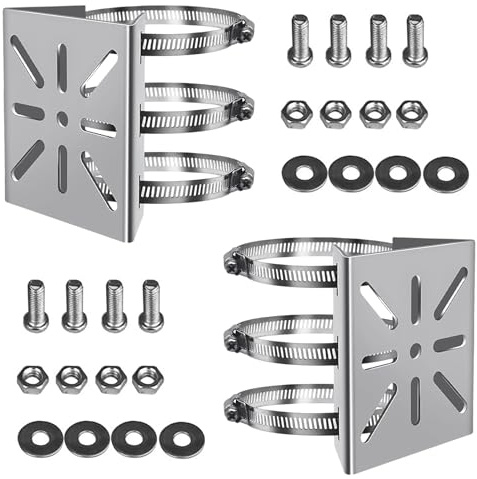 2 Stück Support Camera Exterieur, Support de Mât Universel Vertical, Acier Inoxydable Montage de Caméra de Sécurite pour Lampes Scene, Panneaux Solaires, Lampes Murals