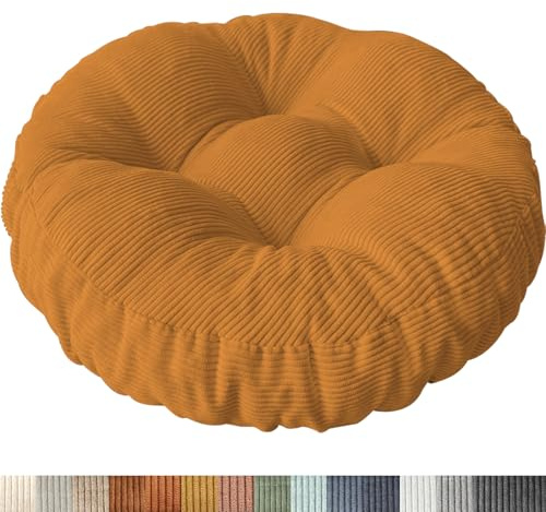 PHUSTJKL Sitzkissen Rund, 30x30 cm rutschfest Waschbare Sitzpolster Bequemes Stuhlkissen 8 cm Dick Waschbare Cordstoff Stuhlauflage, für Indoor Küchen Garden Holzstühle