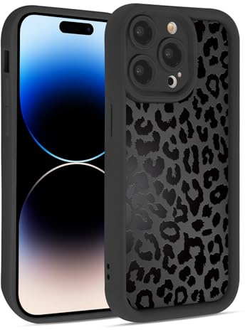 Krdvekm Handyhülle für iPhone 15 Pro hülle 6,1”, Aesthetic Leopard Muster Design Schwarz Matte Case Schutzhülle Ultra Weich Silikon Dünn TPU Case Stoßfest Kameraschutz Bumper Cover