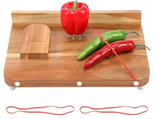 Adaptive One Handed Cutting Board for Handicapped with Spike and Anti Slip Bottom, Smooth Surface Adaptive Single Handed Wooden Spike Board Chopping Board for Aisability Aids Cut Vegetable Fruit Meat