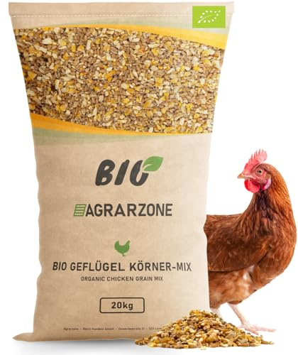 Agrarzone Aliment Bio pour Poules 20kg [Muesli Premium] - 100% Bio Autrichien - Aliment pour Poules sans OGM - Mélange de Graines pour Poules Pondeuses