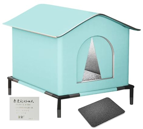 Katzenhaus für den Außenbereich – wasserdichter Unterschlupf für Katzen mit erhöhtem Boden und Teppich, Kätzchen mit Wärmeisolierung, für Garten, Hof, Terrasse, Rasen und