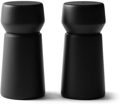 Crushgrind Amsterdam Gewürzmühle mit Keramikmahlwerk | 2er Set | Buchenholz | Salz und Peffermühle mit verstellbarem Mahlgrad | aus hochwertigen, nachhaltigen Materialien | 2x Schwarz (110 mm)