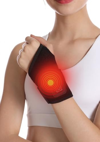 1Pcs Heated Wrist Support Brace Heating Pad Wrap USB Heated Wrist Warmer Support Adjustable Compression Hand Wraps Brace Physical Therapy Pain Relief for Arthritis Tendonitis Carpal Tunnel Women Men