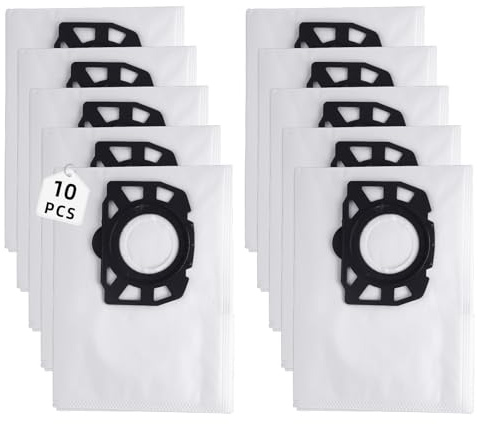 10 bolsas para aspiradora Kärcher WD 2 Plus/WD3/KWD1/KWD2/KWD3/MV3/WD3.200-WD3.800M/SE4001/SE4002 | Sustituye a 2.863-314.0 | Compatible con aspiradoras en seco y húmedo