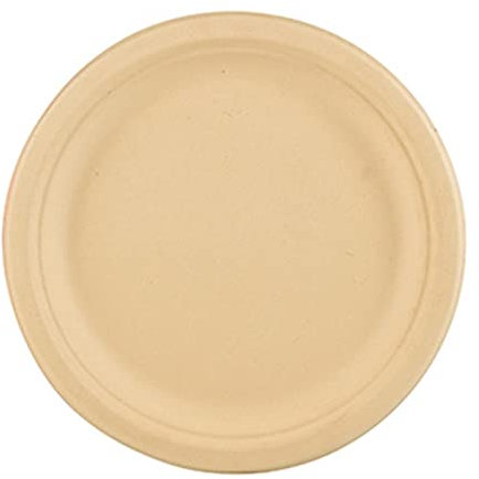 50 Papstar Teller aus Zuckerrohr Einwegteller Zuckerrohrteller rund ungeteilt, natur pure Durchmesser Ø 23 cm, extra stabil und praktisch, biologisch abbaubar, #86289
