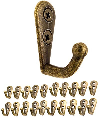 Fuxxer® 20 ganci antichi per guardaroba, ganci in ferro, design bronzo, set da 20 pezzi