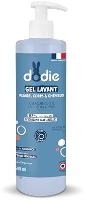DODIE Gel Lavant 3 en 1 (500 mL) - Nettoyant Visage, Corps et Cheveux - 92% d’ingrédients d’origine naturelle, Hypoallergénique - Dès la naissance