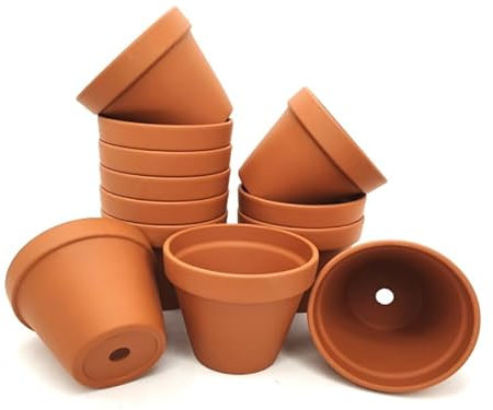 16er-Set Tontöpfe - Blumentöpfe Übertöpfe Pflanztopf - Ideal zur Anzucht - Naturprodukt - wiederwendbar - verschiedene Größen (ca. Ø 8 cm x Höhe 8 cm)