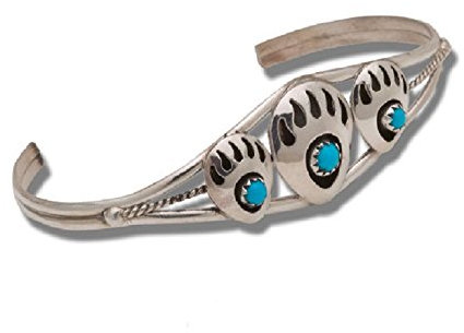 Indianerschmuck Armreif Bärentatze Türkis 925 Sterling Silber Navajo Artist Janice Spencer USA Westernschmuck