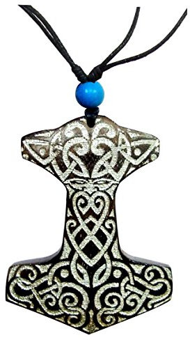 Holzkette Türkis verstellbar Baumwolle Kette Holz Spirale Thor Hammer Anker| gold silber bemalt Mjölnir Halskette Herren Damen Anhänger Gravur Blume Flames Schild handgeschnitzt Raute (silber)