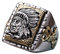 Echt 925 Sterling Silber Tribal Indianer Chief Kopf Ring Indianerschmuck für Herren Offen Verstellbar