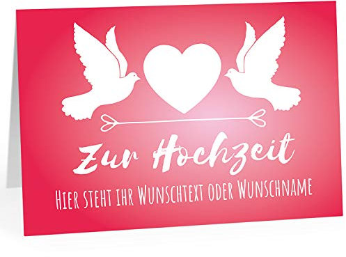 Große Glückwunschkarte zur Hochzeit XXL (A4) PERSONALISIERT - Tauben mit Wunschtext oder Wunschname - mit Umschlag/Edle Design Klappkarte/Hochzeitskarte/Ehepaar/Extra groß für viele Unterschriften