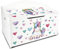 Leomark Kinderbank Hölzerne - Unicorn - Kindertruhenbank, Behälter für Spielzeug, Truhe für Kinderzimmer, Höhe: 46 cm