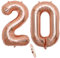 2 Luftballons Zahl 20, Nummer 20 Luftballon Rosegold Mädchen,40 Aufblasbar Helium Folienballon Roségold Ballons Figuren,Riesen Ballon für Geburtstag Party Dekoration, Abschlussball (xxxl 100cm)
