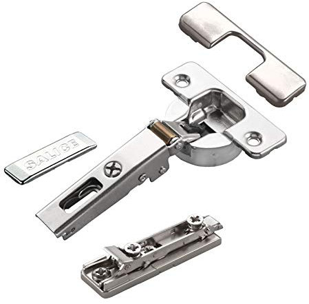 2 x Salice Topfband Serie 700 mit Dämpfer im Topf 110° Bohrbild T52 Eckanschlag inkl. Linear-Montageplatte Höhe 3 mm mit Euroschrauben, Exzenterverstellung, Abdeckkappen Schrankscharnier von SO-TECH®