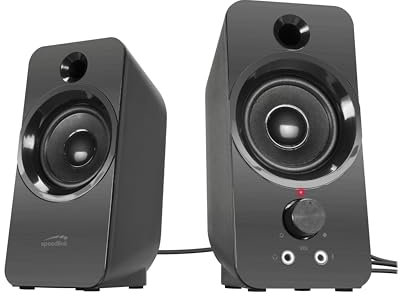 Speedlink DAROC Stereo PC Speaker - PC Lautsprecher, Klinkenstecker 3,5mm, 12Watt, PC Boxen Aktiv, schwarz