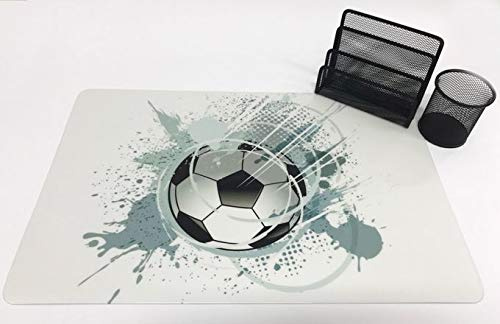 Schreibtischunterlagen Set Ball/Fussball grau auf weißem Grund 40 x 60 cm mit Stifteköcher und Briefhalter