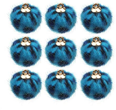 SUPVOX 24pcs Faux Pelz Pom Pom Kugeln Leopard Pom Pom Charms Flauschige Pom Pom für Ohrring Halskette Armband Schmuck Machen 15mm blau