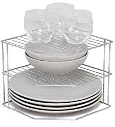 simplywire – Soporte para platos de 3 niveles - Organizador de armarios de cocina – Cromado