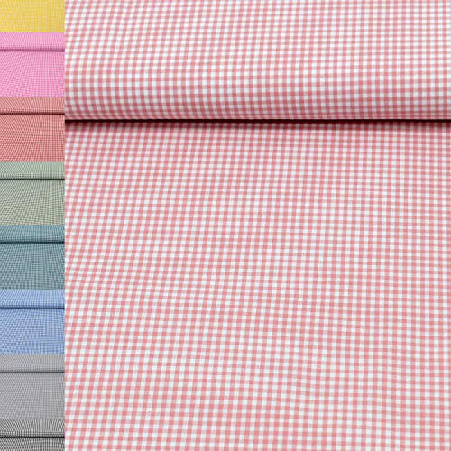 MAGAM-Stoffe Mona Vichy-Karo klein Baumwollstoff Oeko-Tex Meterware 50cm (04. Altrosa)