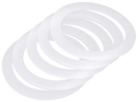 TiaoBug 5Pcs Espresso Coffee Makers Gaskets Soft Flexible Silicone Gaskets Washers Sealing Rings Replacement Compatible with 1/2/3/6/9/12-Cup Moka Express Pots White 6 Cups