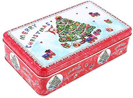 TOYANDONA Weihnachten Keksdose Metall Quadratische Plätzchendose Weihnachtsbaum Geschenkdose Teedose Blechdose Süßigkeit Box für Weihnachten Neujahr Party Favor Kinder Gastgeschenke
