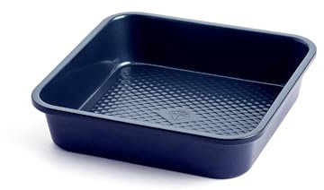 Blue Diamond Bakeware Moule à Gâteau Carré Antiadhésif en Céramique Renforcé avec des Diamants, 20cm, Sans PFAS, Pâtisserie, Brownies, Démoulage Facile, Congélateur, Four jusqu'à 220°C, Bleu