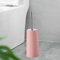 SagaSave Toilet Brush with Holder, Free Standing Toilet Brushes, Closed Hideaway Design Loo Brush, 37cm x10.5cm, Pink