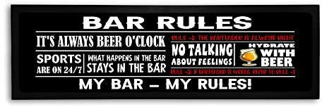 Bar Runner Mat - Long Novelty Home Pub Bar Mats - Funny Drink Beer Gifts for Men Women - Bar Rules