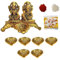 Wonder Care | Ganesha Lakshmi Statue mit großem Detail aus Elfenbein Antik-Finish Metall Diya für Diwali Pooja Öllampe - Ganesh Idol für Auto | Wohnkultur | Mandir | Geschenk | Hindu-Gott-Idol