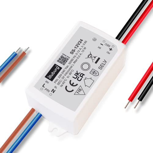 illuburg LED Trafo 24V 12W Flackerfrei für LED Strip Lampe LED Netzteil Treiber Transformator Driver Power Supply