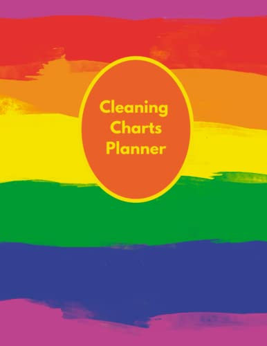 Cleaning charts planner: Planner for daily & weekly household jobs & chores.. Record what is to be done and tick off when done. Tracker for all ages ... at home.. Funky rainbow colours design.