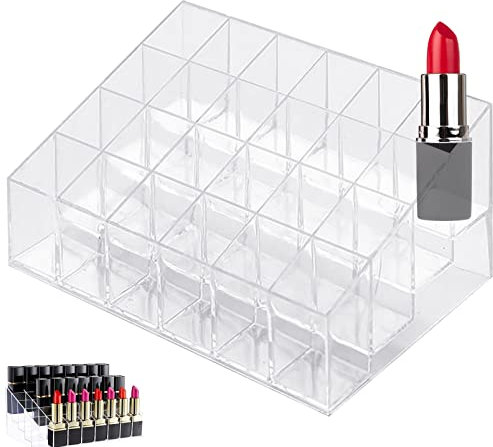 YAXIDAEVER 24 Plätze Lippenstift Aufbewahrung,Kosmetik Display Ständer,Acryl Halter, Organizer Lippenstifthalter für Lippenstifte und Lippenstift, Weiß