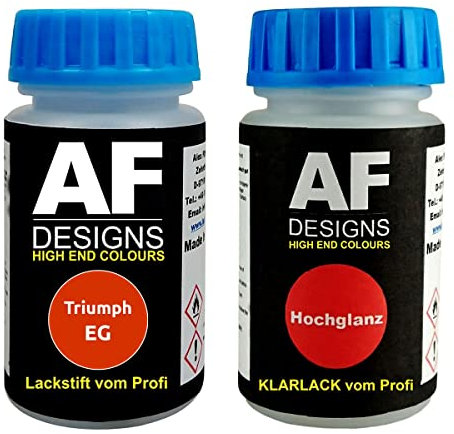 Alex Flittner Designs Lápiz Retoque compatible con Triumph EG Blazing Naranja + Barniz Cada 50ml Motos Pintura Base Kit