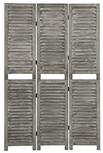 vidaXL Raumteiler 3-TLG. Trennwand Stellwand Paravent Spanische Wand Sichtschutz Umkleide Faltwand Raumtrenner Grau 106,5x166cm Massivholz