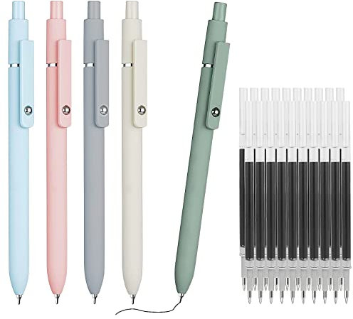 Joyseedi 5 Stück Gelstifte kugelschreiber Set, mit 20 Minen Schnell Trocknende Tinte 0,5 mm Feine Spitze Druckkugel-Gelstifte Schwarz Stifte Gel Glattes Schreiben für Schule Büro Zuhause