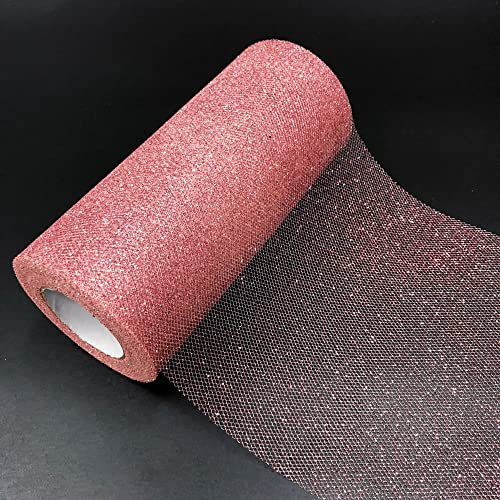 Rotolo Di Nastro Di Tulle Scintillante 22m*15cm Glitter Paillettes Tulle Roll Mesh Artigianato Regalo Diy Tutu Gonna PartyChair Sash Decorazione Della Festa Di Nozze (36 Rosa Oro)
