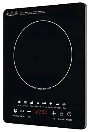 Doengdfo - Mesa de cocción de inducción portátil de 8 tiempos, quemador táctil, cocina, quemador de encimera, placa calefactora de inducción, bajo ruido, 2200 W, sensor de de la UE