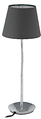 Relaxdays Tischlampe flexibel, mit Stoffschirm, verchromter Fuß, E14 Fassung, Nachttischlampe, HxD: 47 x 17 cm, grau