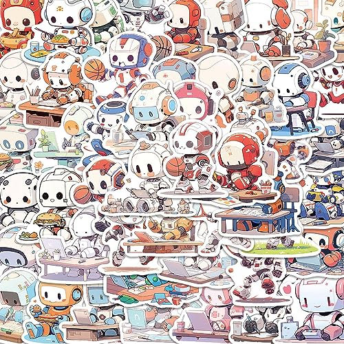 Roboter Aufkleber 50 Stück Wasserdicht Niedliche Cartoon Robot Aufkleber für Wasserflaschen Laptop Gepäck Scrapbook Auto Skateboard Gitarre,Vinyl Funny Aufkleber für Jugendliche Erwachsene Kinder