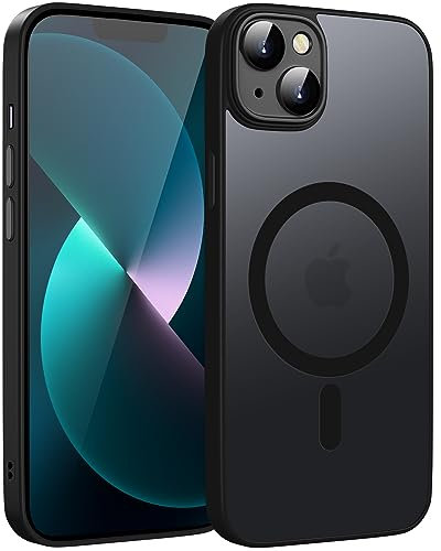 KPPIT Magnetic für iPhone 13 Hülle für Magsafe, Handyhülle iPhone 13 mit Magsafe Anti-Fingerabdruck-Schutzhülle Mattiert Durchscheinende Handyhülle für iPhone 13 6,1- Schwarz