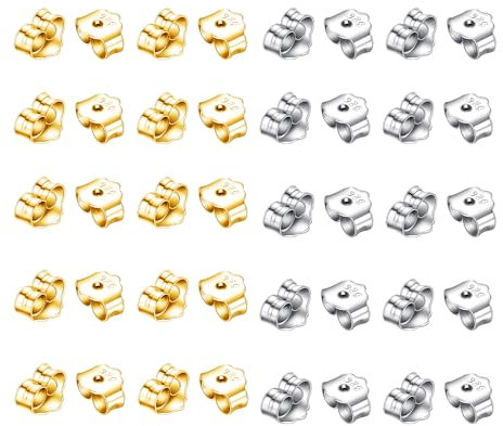 40 Stück/20 Paar Schmetterlings-Ohrringverschlüsse, Ersatzohrringe Aus Sterlingsilber, Ersatzohrringe Aus Silbergold, Ersatz-Sicherheitsohrverschlüsse