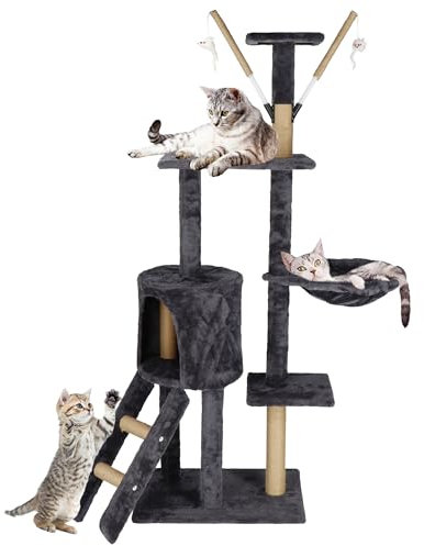 SPRINGOS Arbre à chat, plate-forme d'observation, grotte pour chat, 142,5 cm