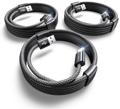 LISEN 3 Stück 1M USB Typ C Kabel, Nylon Typ C Ladekabel und Datenkabel USB C Schnellladekabel für Samsung Galaxy S10/S9/S8+, Huawei P30/P20, Google Pixel, Sony Xperia XZ, OnePlus 6T