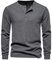 MakingDa Henley T Shirt Mens Long Sleeve Slim Fit Waffle Grandad Collar 4 Button Jumper Tops Smart Casual Collarless Shirts-Dark Grey-M