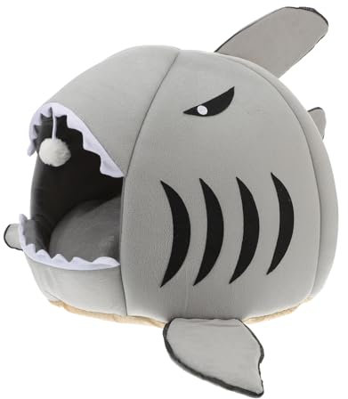 FRCOLOR Plüsch Haustierbett Im Haifisch-Design s Warmes Gemütliches Nest Für Hunde Katzen Kleine Tiere Weicher Waschbarer Für Optimalen Komfort